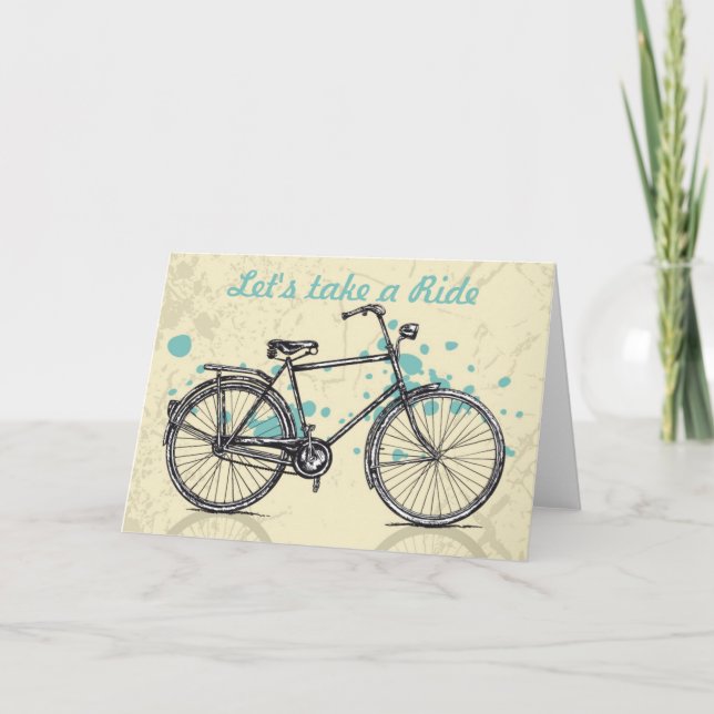 Vintages Fahrrad Zeichnend Grußkarte Karte (Vorderseite)
