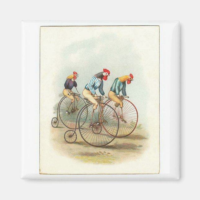 Vintages Fahrradposter, Pennyfarthing Rooster Magnet (Vorne)