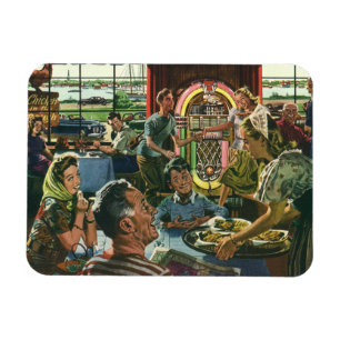 Vintages Familienessen bei einem Abendessen mit Ju Magnet