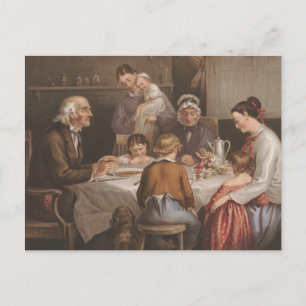 Vintages Familienfest Gebet Lithograph Postkarte