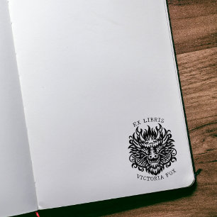 Vintages Fantasy Dragon Ex Libris Library Buchzeic Gummistempel