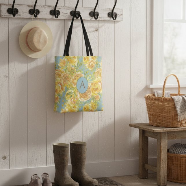 Vintages Farbgelbes Monogramm Rose Muster Tasche (Von Creator hochgeladen)