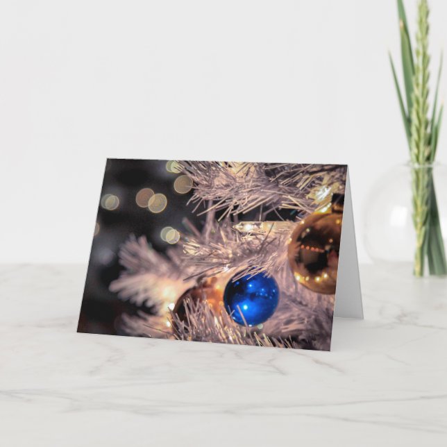 Vintages Feiertags-Verzierungs-Ball-Blau Feiertagskarte (Vorderseite)