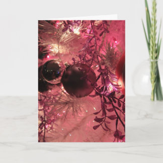 Vintages Feiertags-Verzierungs-Ball-Rosa Feiertagskarte