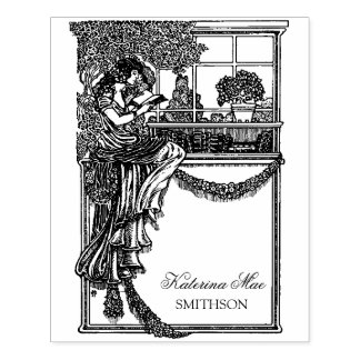 Vintages Feminine Chic Ex Libris Label Gummistempel