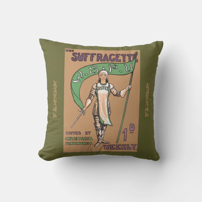 Vintages feministisches Suffragette-Kissen Kissen (Vorderseite)