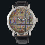 Vintages Fenster aus festem Glas Armbanduhr<br><div class="desc">Glasfenster der Siena Kathedrale (duomo - toscana - italy). Große katholische und Christliche Gabe für ihn oder sie.</div>