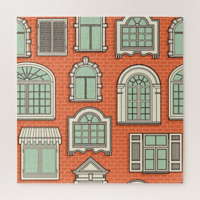 Vintages Fenster Landschaftliches Muster (Vertikal)