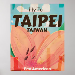 Vintages Ferien Taipehs, Taiwan Plakat