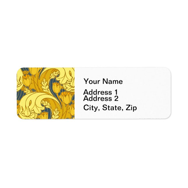 Vintages fett Tulip Blue Gold Muster (Vorne)