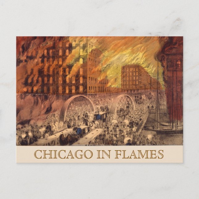 Vintages Feuerfeuer aus Chicago Postkarte (Vorderseite)