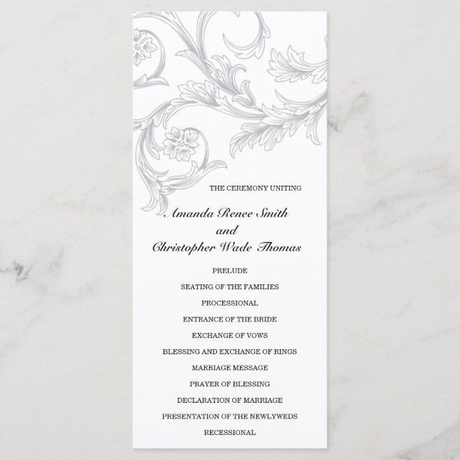 Vintages Filigree-Hochzeitsprogramm Programm (Vorderseite)