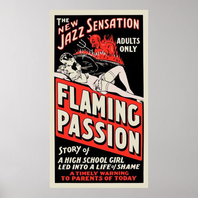 Vintages Filmplakat - "Flaming Passion" Poster (Vorne)