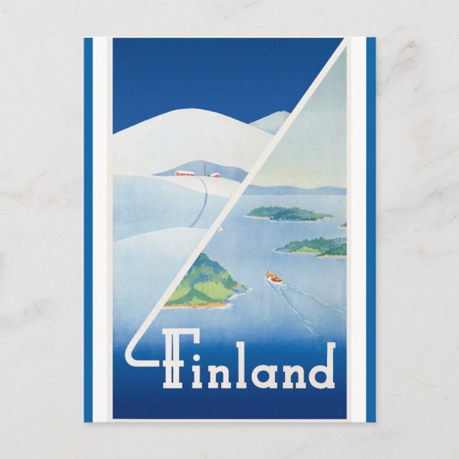 Vintages Finnland Postkarte (Vorderseite)