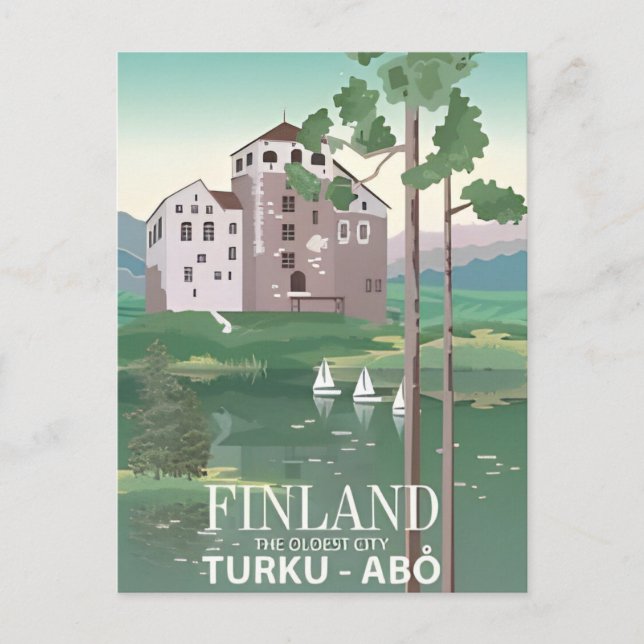 Vintages Finnland Winterurlaub Nordeuropa Postkarte (Vorderseite)