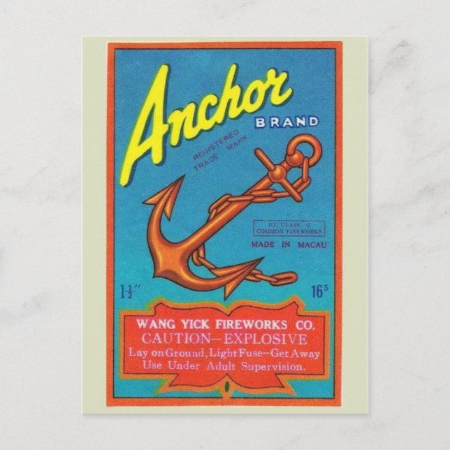 Vintages Firecracker-Paket Postkarte (Vorderseite)