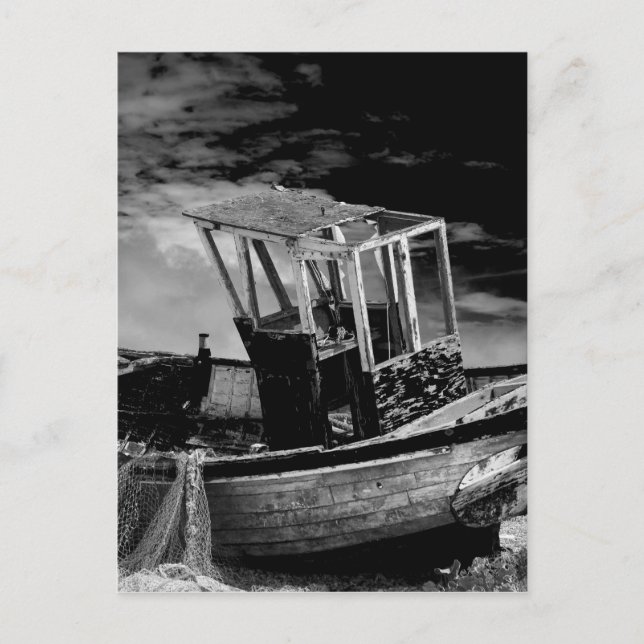 Vintages Fischerboot. Postkarte (Vorderseite)