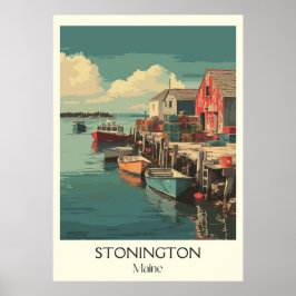 Vintages Fischerdorf Stonington Maine Art Poster