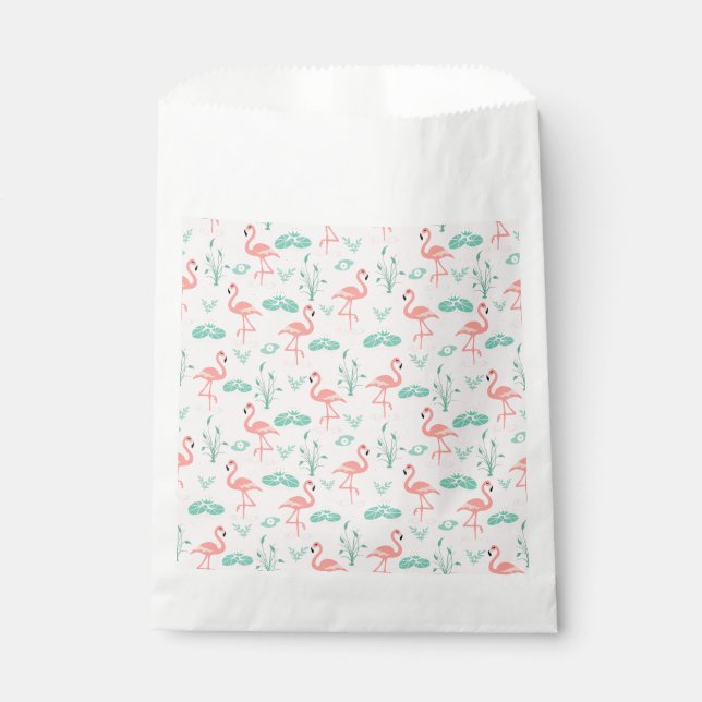 Vintages Flamingo und Water Lily Pattern Geschenktütchen (Vorderseite)