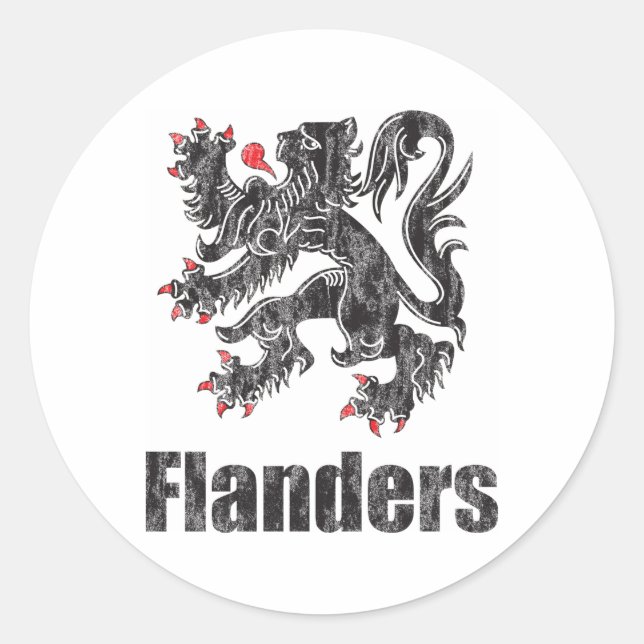 Vintages Flandern Runder Aufkleber (Vorderseite)