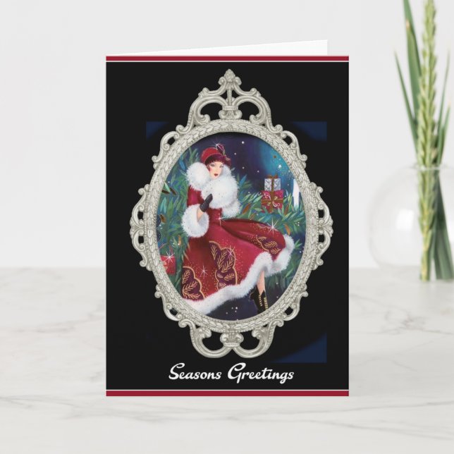 Vintages Flapper Girl Feiertagskarte (Vorderseite)