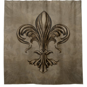 Vintages Fleur-de-lis Sepia Duschvorhang