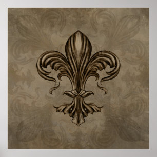 Vintages Fleur-de-lis Sepia Poster