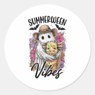 Vintages Flora Ghost Kuh Pumskin Shirt Summerween  Runder Aufkleber