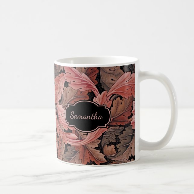 Vintages Floral-Akanthus-Muster mit Monogramm Kaffeetasse (Rechts)
