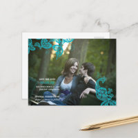 Vintages floral Paisley Peacock Foto Save the Date