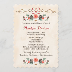 Vintages Floral Pinecone Brautparty Einladung
