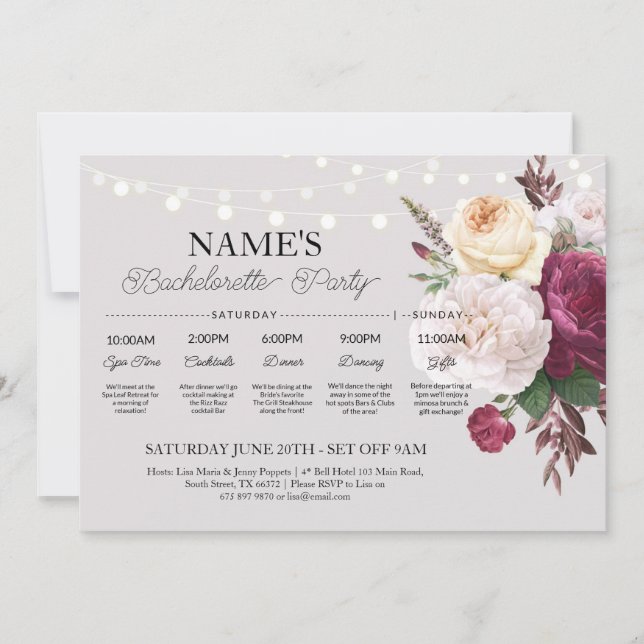 Vintages florales Brautparty Blume Route Einladung (Vorderseite)