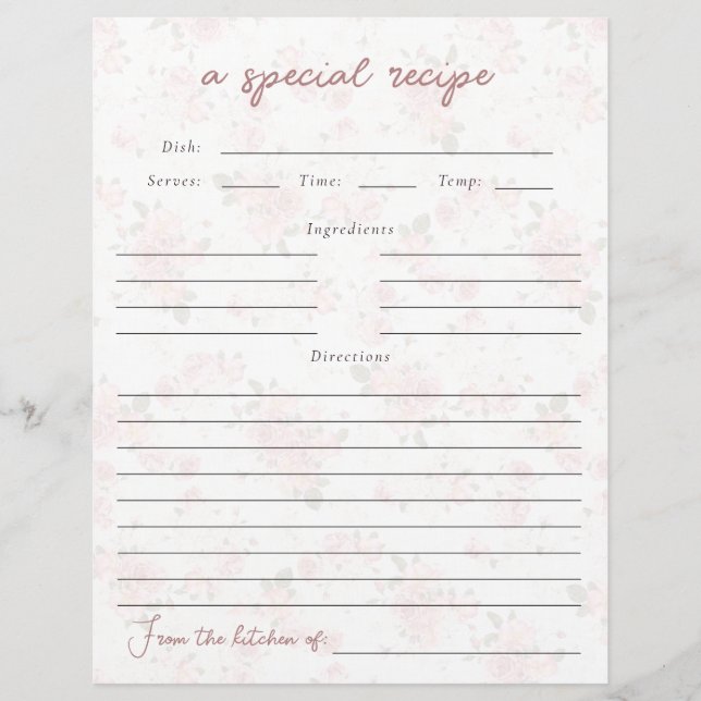 Vintages florales Brautparty Rezeptkarte (Vorderseite)