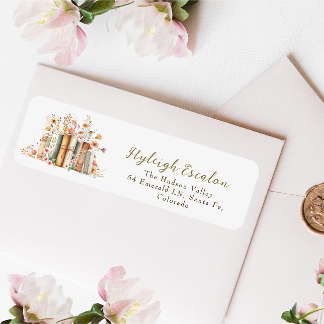 Vintages florales Buch Brautparty Rücksendeadresse (Von Creator hochgeladen)