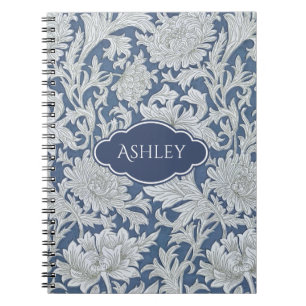 Vintages florales Chrysanthemummuster mit Monogram Notizblock