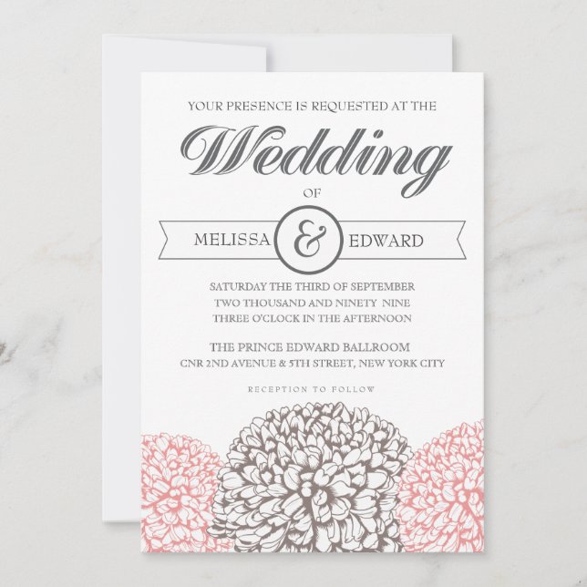 Vintages florales Elegantes Hochzeitsempfang Einladung (Vorderseite)