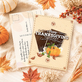 Vintages florales Glück Danksagung Pumpkin Herbst Postkarte