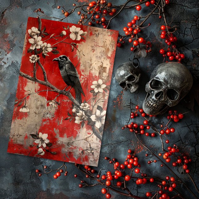 Vintages florales Gothic Raven Decoupage Seidenpapier (Von Creator hochgeladen)