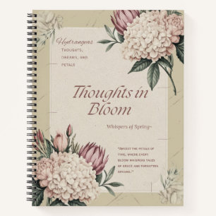 Vintages florales Hydrangea-elegantes botanisches Notizbuch