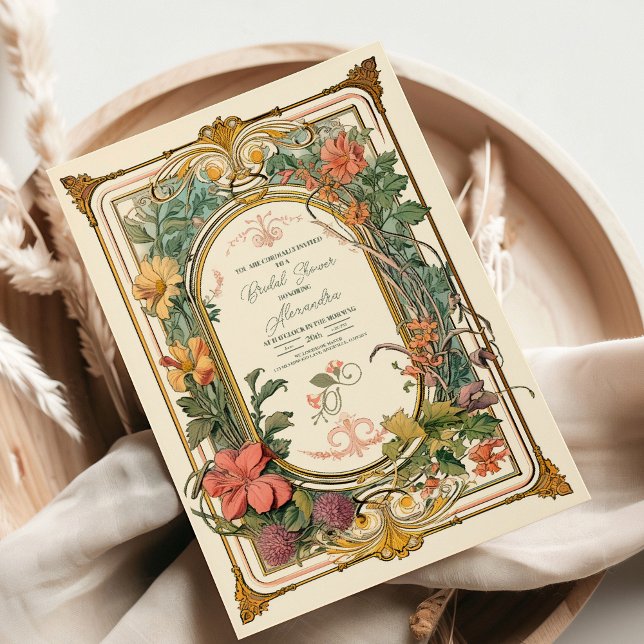 Vintages florales Jugendstil-Brautparty Einladung (Von Creator hochgeladen)
