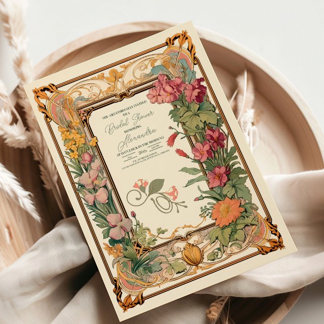 Vintages florales Jugendstil-Brautparty Einladung (Von Creator hochgeladen)