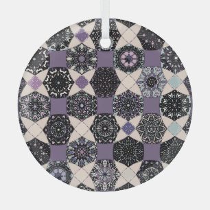 Vintages florales Mandala: farbenfroh, nahtlos Ornament Aus Glas