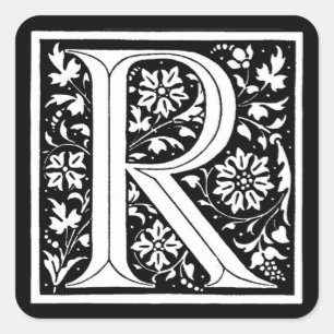 Vintages florales Monogramm "R" - Aufkleber