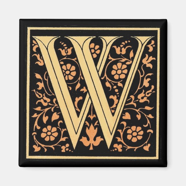 Vintages florales Monogramm "W" - Magnet (Vorne)