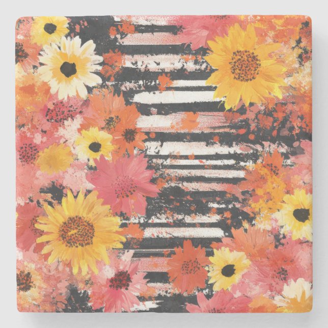 Vintages, florales Muster (10) Steinuntersetzer (Vorderseite)