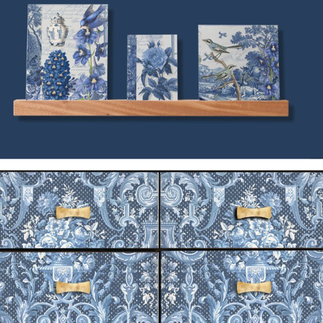 Vintages florales Navy Blauer Elegante Deko Seidenpapier (Von Creator hochgeladen)