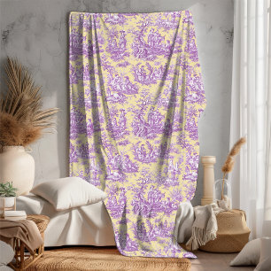 Vintages florales Retro lila Gelbtuch de jouy Fleecedecke