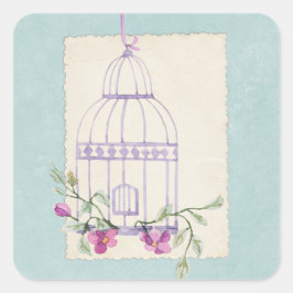 Vintages florales Shabby Blue Scrapbook Verschöner Quadratischer Aufkleber