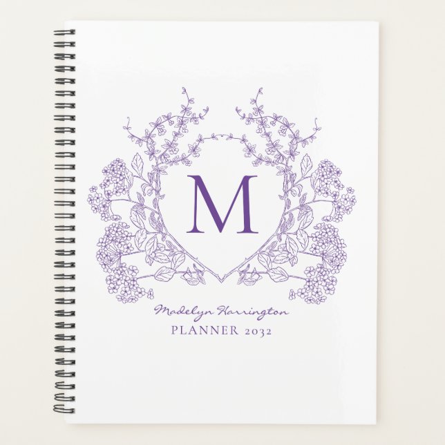 Vintages florales Wappen Monogramm Planer (Vorderseite)