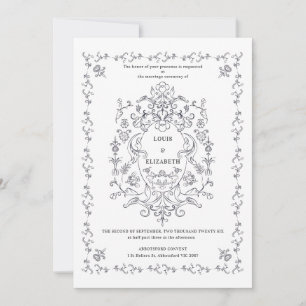 Vintages florales Wappen Ornamente Grenze Romantik Einladung